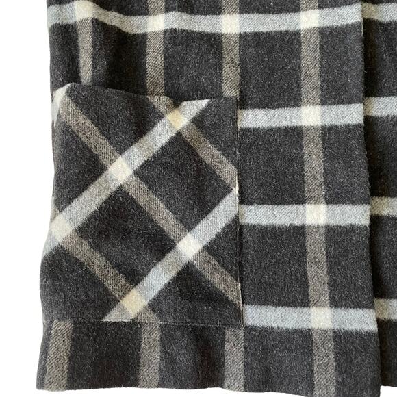 Helene Berman Plaid Wool Coat Oversized Gray S - Picture 13 of 14